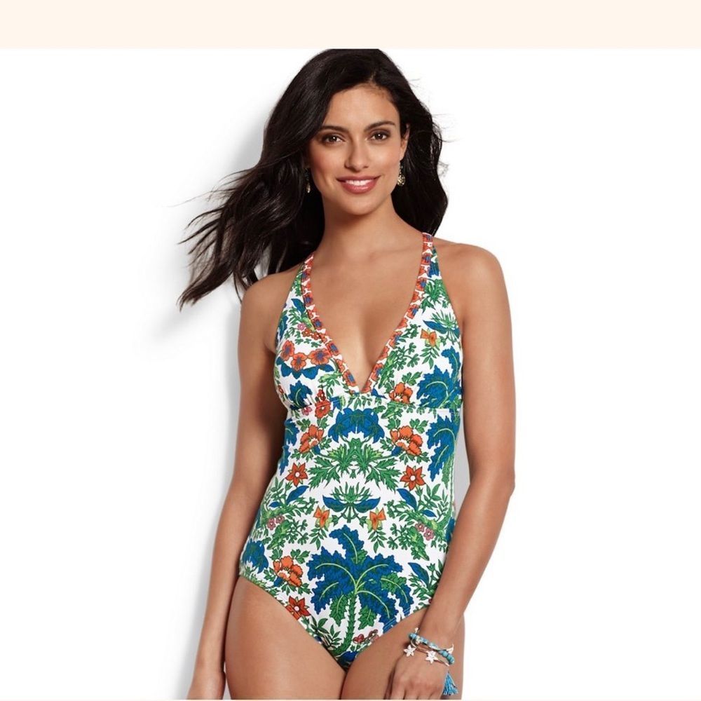 Tommy Bahama palm Paisley tie back one piece swimsuit